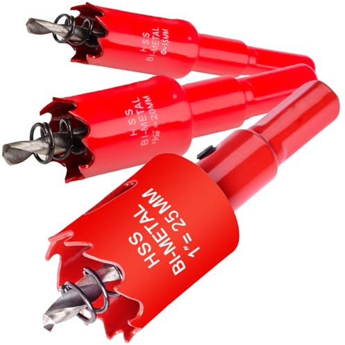 Otutefo Bi-Metall Lochsäge Set, Bohrkrone für Holz, Kunststoff, UPVC, MDF und Gipskarton, dünne Metallbleche, Langlebiger Dosenbohrer (15 mm, 20 mm, 25 mm/je einer)