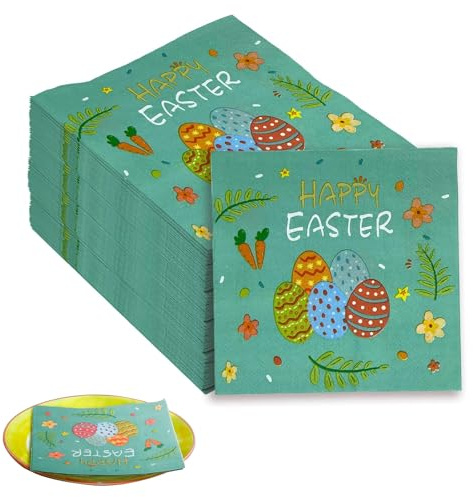 serviettes en papier motif lapin de Pâques pour enfants et adultes Serviettes Papier de Luxe - Serviettes de Table Pâques, Magnifiques Serviettes Pâques, Serviette Papier Colorées