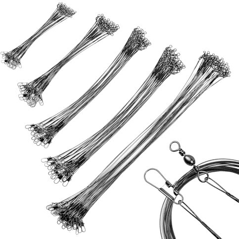 100 Stücke Stahlvorfach Hecht Praktisches Angelzubehör Stahl Angeln Vorfach Hecht Angelschnur Vorfach Für Salzwasser Süßwasser, Vorfach Angeln Vorfächer, 10 cm, 15 cm, 20 cm, 25 cm, 30 cm, Schwarz