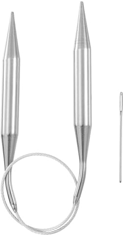 HARFINGTON Circular Knitting Needles 15.75 Stainless Steel US 15/10.0mm Knitting Needles 3.94 Short with Large Eye Sewing for Fast Knitting Sweater Sleeves