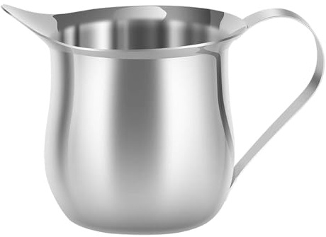 Jarra pequeña de crema, jarra dispensadora con asa, jarra de acero inoxidable de 90 ml con boquilla de vertido, jarra de leche multifuncional, para café, té, salsa