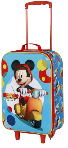 Disney Micky Maus Scooter-Soft 3D Trolley-Koffer, Blau, 17 x 33 x 52 cm, Kapazität 26 L