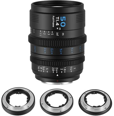 SIRUI VP-1 Vision Prime 1 T1.4 Full Frame Cine Lens, 50mm Manual Focus Cinema Lens with Pre-Installed E Mount, Interchangeable RF/Z/L Mounts, 1 Lens for 4 Mounts (Black, E/RF/Z/L Mounts)