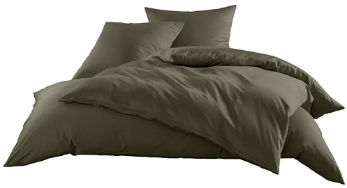 Bettwaesche-mit-Stil Mako-Satin Seitenschläferkissen Bezug aus 100% Baumwolle (Baumwollsatin) viele Farben & Größen Uni/einfarbig (40 cm x 145 cm, Dark Olive) viele Farben & Größen