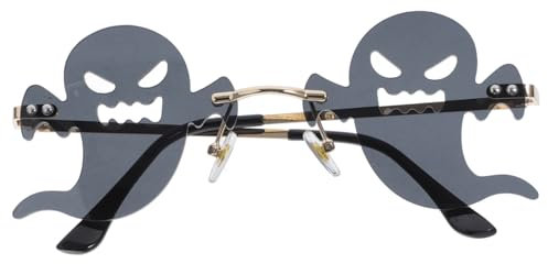 FRCOLOR 1 Pair Ghost Shape Rimless Sunglasses for Men and Women Unique Funny Glasses for Parties Dances and Halloween Lightweight Frameless Design Eye Catching