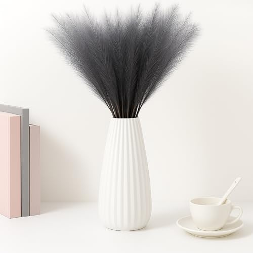 Künstliches Pampas-Gras für Inneneinrichtung: 30 Stück Grau 55 cm - Künstliche Pflanzen wie Real & Keine Wartung - Wohnzimmer, getrocknete Blumen für Schlafzimmer, Hochzeit, Tisch, Boho Dekoration