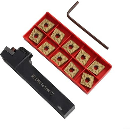 Alanmoship MCLNR1616H12 Lathe Turning Tool Holder 16Mm Shank With CNMG120408 Carbide Inserts For Steel Processing CNC Metal Cutting Right Hand 100mm Length