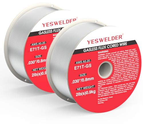 YESWELDER Flux Cored Wires 0.9kg E71T-GS 0.8mm 2 Pack for MIG Welder Gasless MIG Welding Wire Universal Mild Carbon Steel Self-Shielded MIG Wire