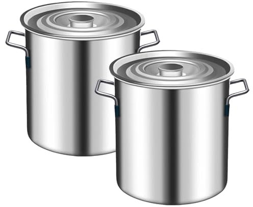 Genérico Olla Grande de Acero Inoxidable de 50 l con Tapa: Cubo para almacenar Alimentos para restaurantes y Catering. Un Elemento Esencial para la Cocina, Duradero y versátil.