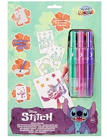 Disney Stitch Sprühstift Set | Schablonen Malset für Kinder | 3 Blasstifte und wiederverwendbare Schablonen | Kreatives Zeichenset | Bastelset für Mädchen und Jungen | Spray Pen Kit (ST23363V1)