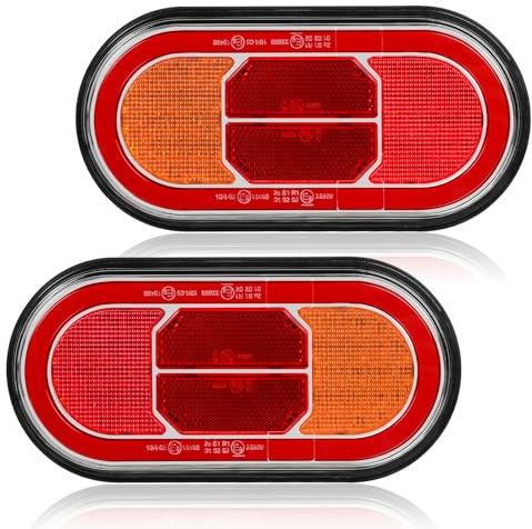 AOHEWEI 12/24V LED-bakljus för släpvagnar, 2 st. LED-bakljus för släpvagnar med vattentät, bromspositionlampa, dynamisk blinkersreflektor för husvagn, husbil, traktor, lastbil, skåpbil, E-märkning