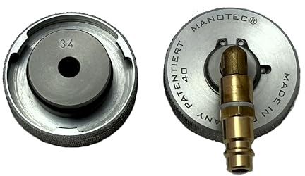 MANOTEC Bremsenentlüftungsadapter Nr. 40W, abgewinkelt | bei wenig Platz im Motorraum passend an Behälter Ø 34-35mm, Made in Germany