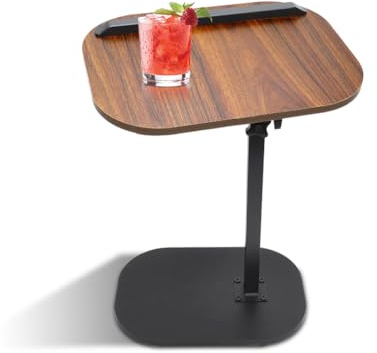 Tutamaz Table d'appoint Forme C -Table d'appoint de Canapé Réglable en Hauteur 45CM-80CM, Table Basse rotative à 360° - Petite Table Basse pour Salon, Chambre, Marron