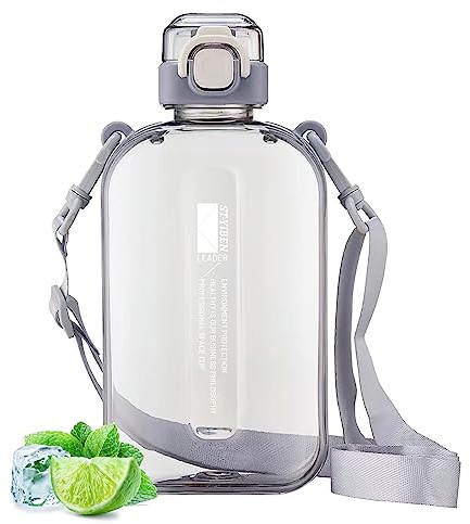 SilverChry Flat Water Bottle, Borraccia 750 ml Plastica Sportiva,Borraccia Nero, Bottiglia Acqua Rettangolare, Bottiglia d Acqua Piatta per Attività all'aperto, Borraccia Senza Bpa (Gris)