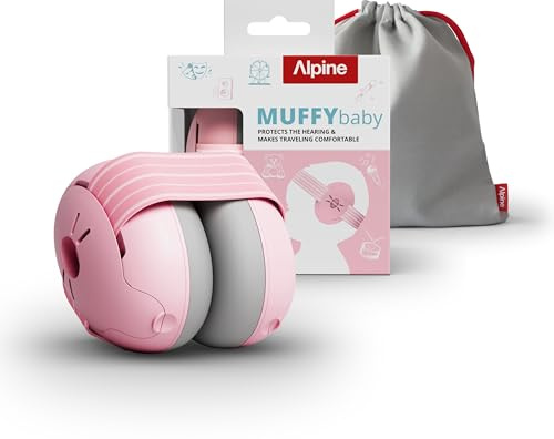 Alpine Muffy Baby - Cuffie antirumore per neonati e bambini piccoli fino a 36 mesi - Protettori acustici per neonati - Previene i danni dell’udito - Migliora il sonno in viaggio - Rosa Cipria
