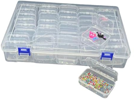 40 cajas de almacenamiento pequeñas, 5,2 x 5,2 cm, piezas pequeñas, caja de almacenamiento pequeña con tapa, caja de clasificación de piezas pequeñas, caja de almacenamiento para cuentas, joyas