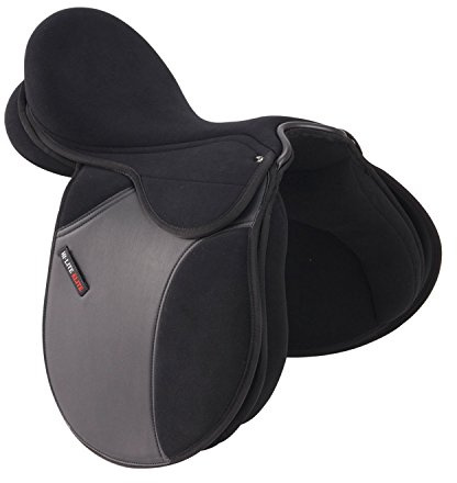 Shires Hi-Lite Elite Club GP Horse Riding Synthetic Saddle in Black 16M, Black