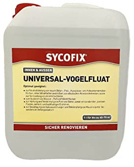 SYCOFIX Universal-Vogelfluat hochwirksames Bautenschutzmittel für alkalische Wände, neutralisiert und imprägniert, isoliert Nikotin-, Ruß- und Wasserflecken, innen und außen, 5L für ca. 70 m²