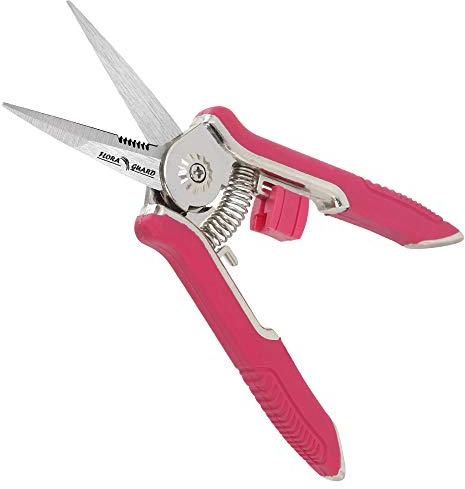 FLORA GUARD Gartenschere 16,5cm Pflanzenschere mit Soft-Touch-Griff,Rosenschere,Ernteschere,Bonsai Schere für Bonsai Pflanzen Blumen Ernte Obst Gemüse (Rot)