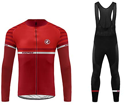 UGLY FROG Herren Radtrikot Set Fahrrad Trikot Langarm & Radhose mit Sitzpolster Fahrradbekleidung MTB Sportanzug Fleecefutter für Herbst Winter