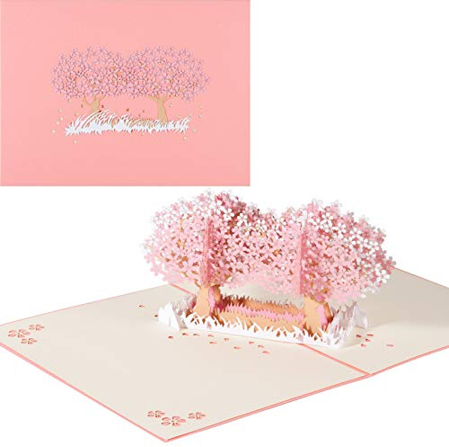 ANEWISH 3D Pop-up Flores de Cerezo Tarjeta de cumpleaños,Tarjeta de san Valentin, Tarjeta de Invitación Tarjeta de Aniversario,Tarjeta de Agradecimiento con Sobre para su Familia, Amigos