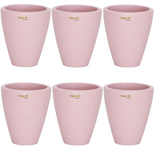 happy nature Set6 6 Keramik Blumentopf Rhodos für Orchideen Silver pink H 17 cm
