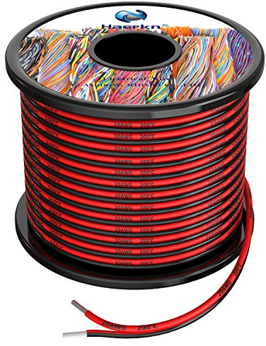 20awg 2x0,5mm² Silikon Elektrischer Draht Kabel sauerstofffrei hochtemperaturbeständiger verseilter verzinnter Kupferdraht, 2x30 Meter