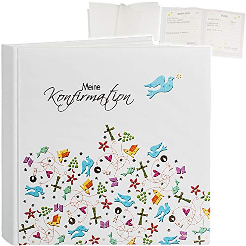 Konfirmationsalbum/Fotoalbum/Erinnerungsalbum Meine Konfirmation Album - Buch Gebunden - blanko weiß + Seiten zum Eintragen - 60 Seiten - für bis zu 1..