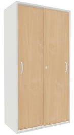 Schiebetürenschrank, 3 Dekor-Einlegeböden, abschließbar, 800x425x1536, Buche/Weiß