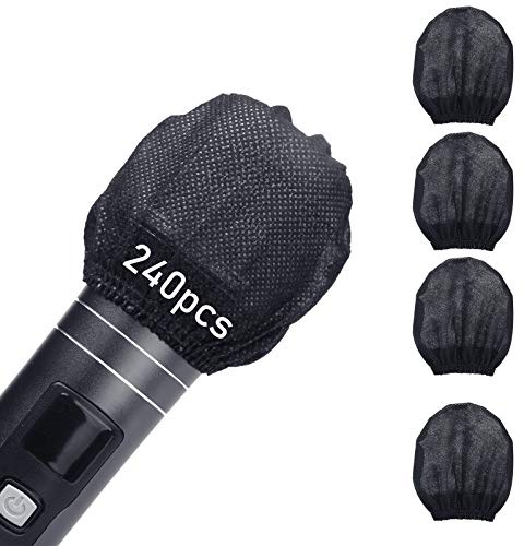 240pcs (120 pairs) Mic Covers Disposable Non-Woven, Individually Wrapped Mic Cover For Sanitary Mic Covers Disposable For Mic Microphone Windscreen & Pop Filters Black