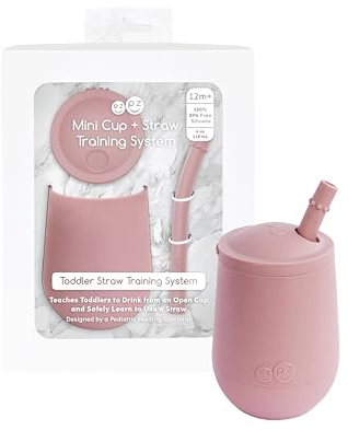 ezpz Minimugg + sugrör träningssystem – 100% silikon lärande mugg för spädbarn och småbarn – designad av en specialist på barnmat – från 9 månader