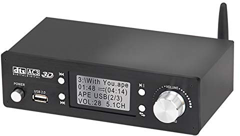 RSGK Dolby 5.1 Audio Decoder, Digital and Analog Audio with BT-5.0 HDMI 4K 3D, Coaxial, Optical, AUX, U Disk, PC-USB Input, 192Khz / 24Bit, Suitable for Home Theater Game Music