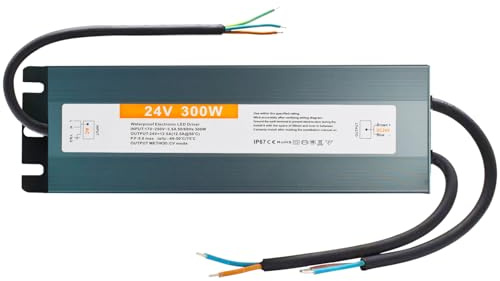 Fuente Alimentacion LED 24V 300W IP67 Impermeable Transformador para Tira LED, Iluminación Exterior Interior