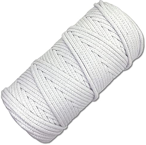 Baumwollkordel 100 Meter in 5 mm Makramee Kordel Baumwollseil Schnur Basteln DIY Schnur Turnbeutel (Weiß 001)