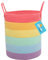OrganiHaus Aufbewahrungskorb für Kinderzimmer & Wohnzimmer, Geflochtener Baumwollkorb mit Griff, Wäschesammler für Decken, Spielzeug, Kleidung, Faltbar & Stabil – 38x45cm, Regenbogen