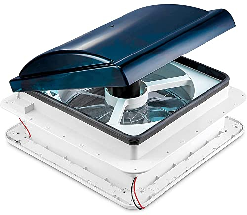 TOTMOX 12 V Multifunktions-Dachventilator, mit LED-Licht, manueller Drehzahlregler mit Handkurbel, für Wohnmobile, Küchen, Fabrikbüros