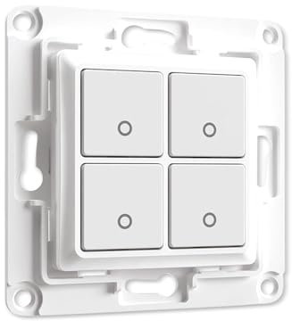 Shelly Wall Switch 4, Interruttore a Parete 4 pulsanti per Relè Intelligenti, Domotica, Bianco