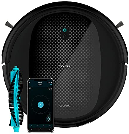 Cecotec Robot Aspirador y Friegasuelos Conga Flash Connected Vital. Tecnología ramdon, 160 min Autonomía, 2100 Pa, 3 Niveles de Potencia y Fregado, Cepillo multifunción, 6 Modos y App, 05793