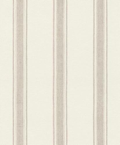 Rasch Lirico 555622 Papier peint intissé à rayures blanches et beiges