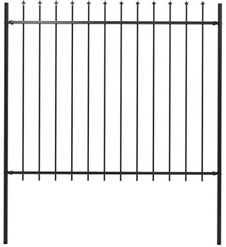 Chusui Clôture de Jardin avec Dessus en Lance Acier 1,7 x 1,5 m Noir,Portail de Clôture,Portillon de Jardin,Cloture Jardin
