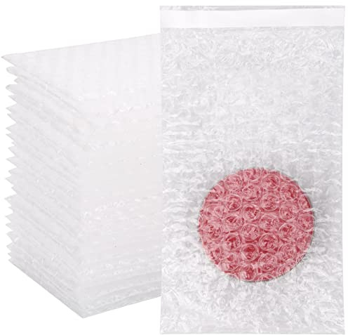 100Pack Self-Seal Bubble Out Bag Pouches 4 x 6 Inch Small Bubble Pouches Bags, Double Walled Bubble Cushioning Bags, Self-Sealing Protective Wrap Cushioning Pouches for Shipping, Packing, Moving