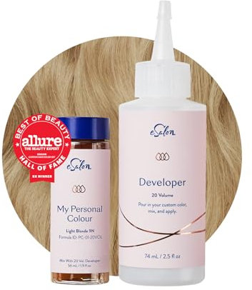 eSalon Coloration Permanente - Sans Ammoniaque Sans PPD - Couvre 100% des cheveux blancs - Résultat Professionnel - Blond Clair 9N