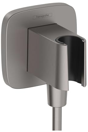 hansgrohe 26887341 Handbrause Wandauslass 1/2 Zoll Gewindeanschluss in gebürstetem Schwarzchrom