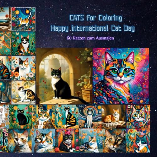 CATS for Coloring - Happy international Cat Day: 60 Katzen zum Ausmalen