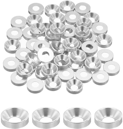 QUARKZMAN Rondelles Coniques M5, Rondelles de Tête de Coupe en Aluminium Anodisé pour Vis RC/FPV/PC/Drone/Pièces de Modèles d'Accessoires Mécaniques, Lot de 60 (Argent)
