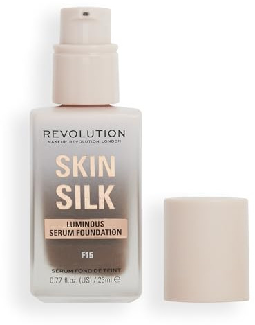 Makeup Revolution, Skin Silk Serum Foundation, Light to Medium Coverage, Contains Hyaluronic Acid, F15, 23ml