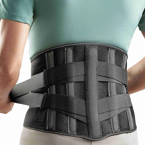 GINTRON Rückenstützgürtel Atmungsaktive Rückenbandage für Herren und Damen Rückengurt mit Abnehmbarem 3D Lendenpolster, Rückenstütze mit 5 Stützen zur Linderung von Rückenschmerzen