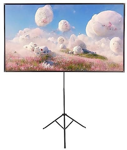 Leinwand mit Stativ 16:9 Projektionswand Tragbare Beamer 4K HD Projektionsleinwand Einstellbare Höhe Projektion Leinwand für Heimkino Tagungsraum außen Filme (80 Zoll)