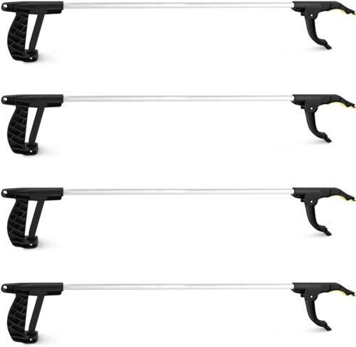 4 Pack Litter Picker Ergonomic Long Reach Handle 30 Inch (75cm) Garden Tool, Magnetic Pick Up Durable & Sturdy for Picking Rubbish, Weeds, Leaves, Gardening, Elderly & Disabled Multi-use Tool