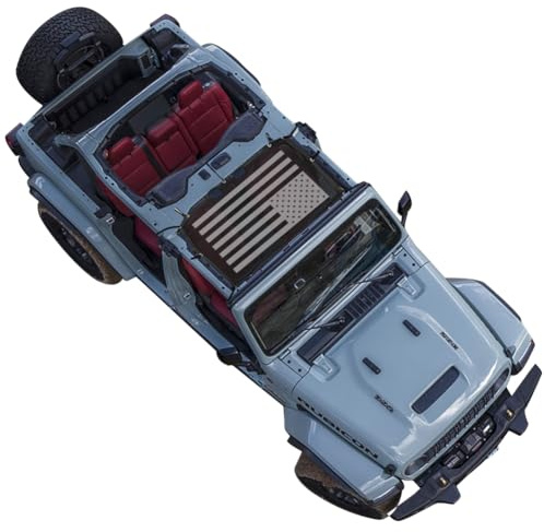 sukemichi Sunshade Bikini Top for 2024 2025 Jeep Wrangler, Mesh Sun Shade Top Cover Bimini Top for 2024 2025 Jeep Wrangler JL 4XE Accessories 2 Door - Blocks UV, Wind, Noise, Flag (Not for Soft Top)